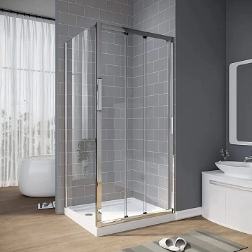 Душевой уголок Veconi Rovigo RV-028 110х100 см, профиль глянцевый хром, стекло прозрачное