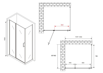 Душевой уголок Abber Sonnenstrand AG04120BS-S85B 120x85, профиль черный, стекло прозрачное