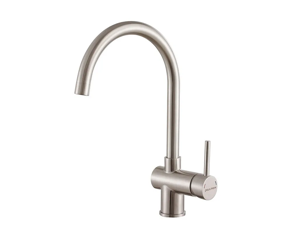 Смеситель для кухни Paulmark BendBe212066-BS, брашированная сталь Sancos — официальный сайт