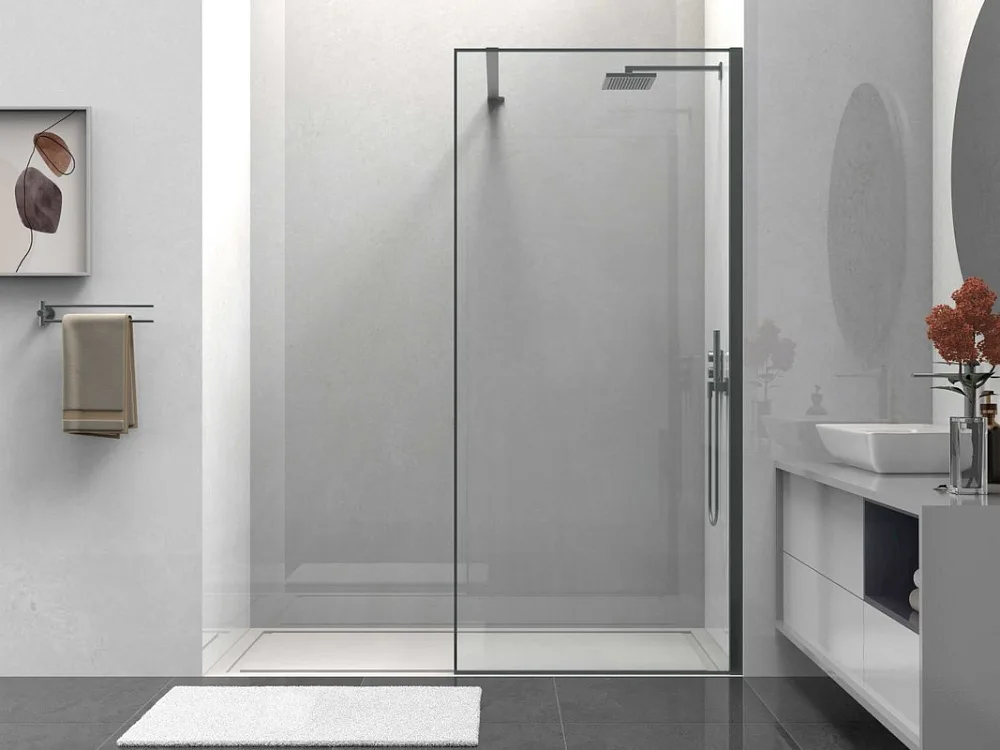 Душевая перегородка Walk-In VSW-1HS800CLGM, 800*2000, вороненая сталь, стекло прозрачное Sancos — официальный сайт