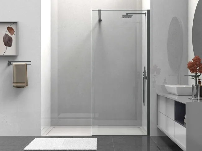 Душевая перегородка Walk-In VSW-1HS900CLGM, 900*2000, вороненая сталь, стекло прозрачное Sancos — Оригинал