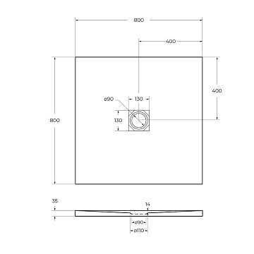 Поддон для душа BelBagno Uno TRAY-MR-UNO-A-80-35-W-NO 80х80, белый, с сифоном