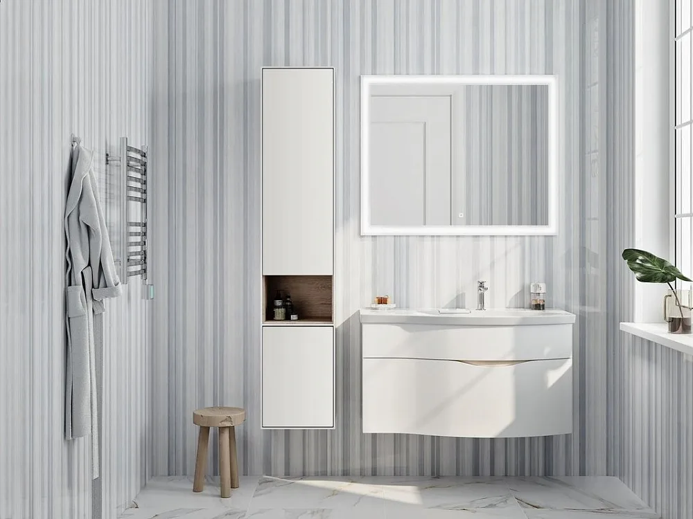 Шкаф-пенал для ванной KERAMA MARAZZI Plaza Modern 170 белый глянцевый Sancos — официальный сайт