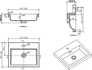 Мебельная раковина BelBagno BB-500-PM-LVB 50