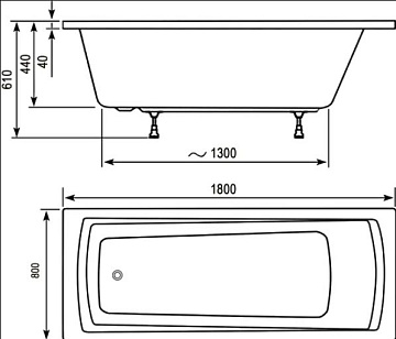 Акриловая ванна Ravak Domino Plus 180x80 см, C651R00000
