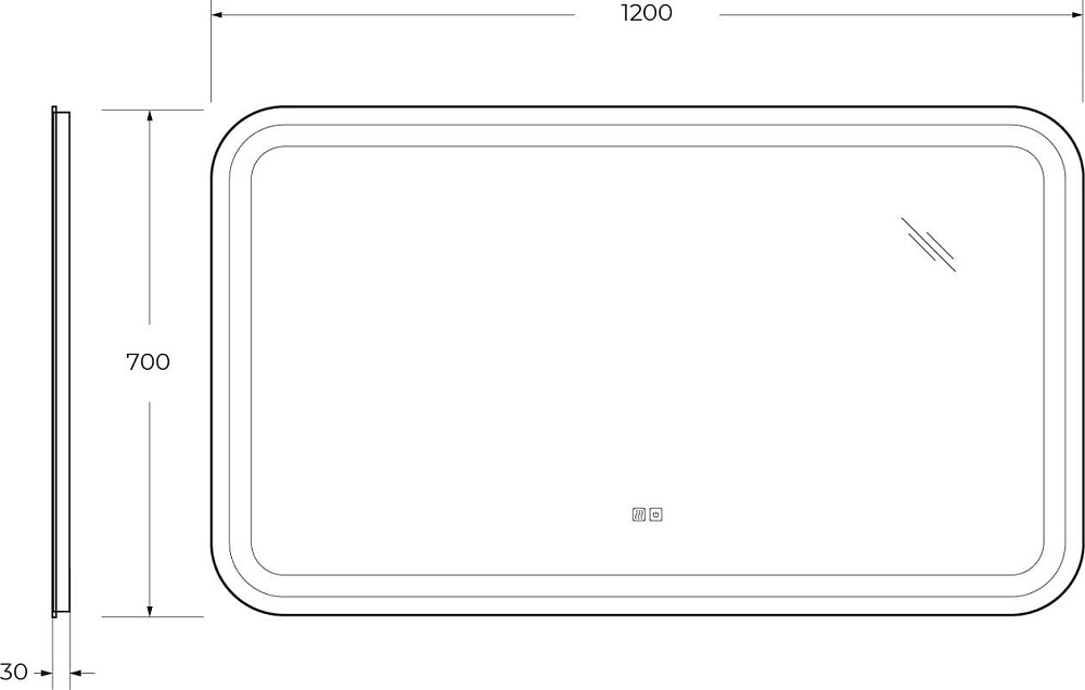 Зеркало Cezares Stylus 120х70 с подсветкой, с антизапотевателем