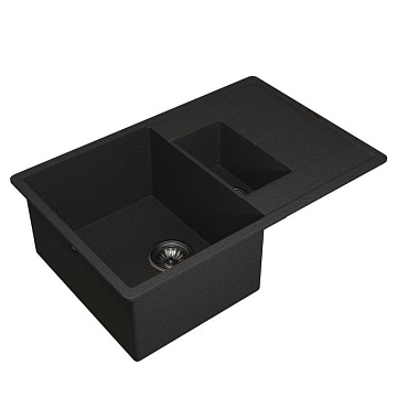 Кухонная мойка кварцевая Uperwood Quartz UPD-05-04, прямоугольная двухсекционная, черная