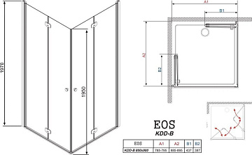 Душевой уголок Radaway EOS KDD-B 80x90 прозрачное стекло