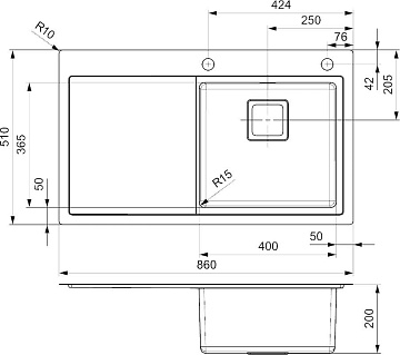 Мойка кухонная Reginox Phoenix 40 LUX OKG right (c/box) L