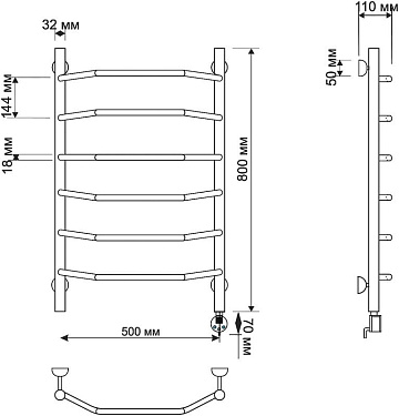 Полотенцесушитель электрический Secado Агата 1 50x80 бронза, R