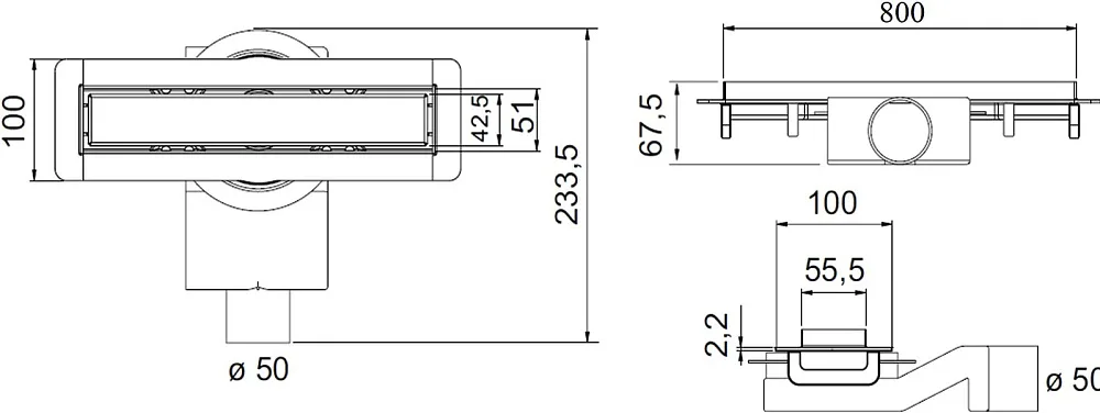 Душевой трап (лоток) Plumberia Selection PSM Modular 80 см, нержавеющая сталь матовая Sancos — официальный сайт