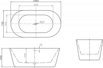 Акриловая ванна BelBagno 150x80 см, BB306-1485