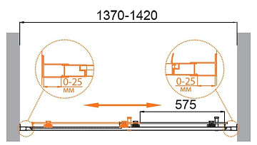 Душевая дверь в нишу Cezares Molveno BF 1 140 C GM IV 140 см, профиль оружейная сталь, стекло прозра