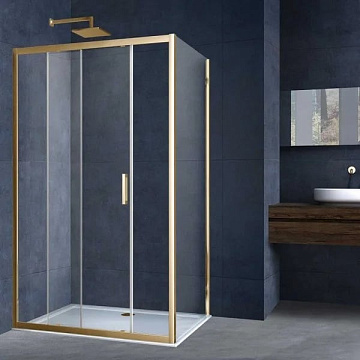 Душевой уголок Vincea Alpha VSR-3AL8015CLG 150х80, профиль брашированное золото, стекло прозрачное