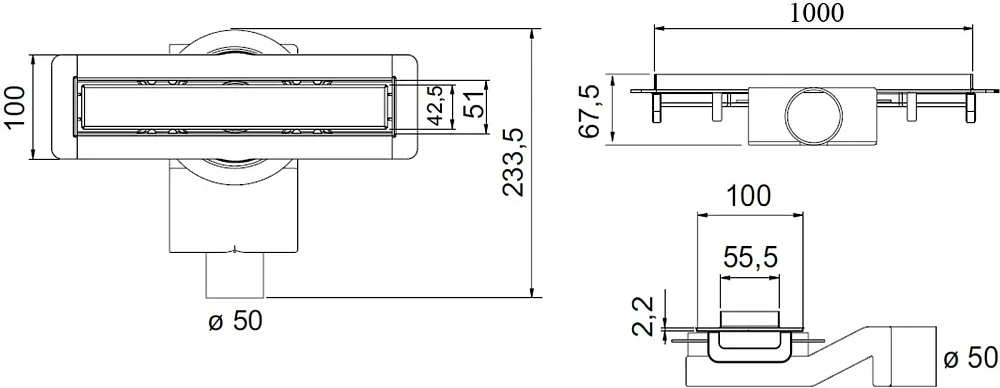 Душевой трап (лоток) Plumberia Selection PSM Modular 100 см, черный матовый Sancos — официальный сайт