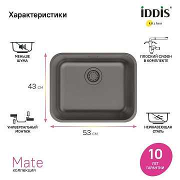 Мойка кухонная IDDIS Mate MAT53GMi77 графит