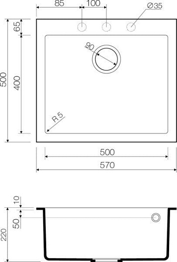 Мойка кухонная Omoikiri Bosen 57-PL платина