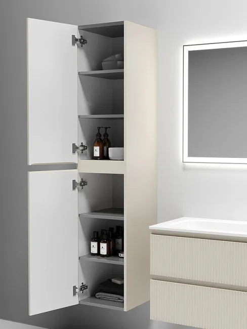 Шкаф-пенал для ванной Sancos Snob T 35 см, универсальный, Beige soft (капучино) Sancos — Оригинал