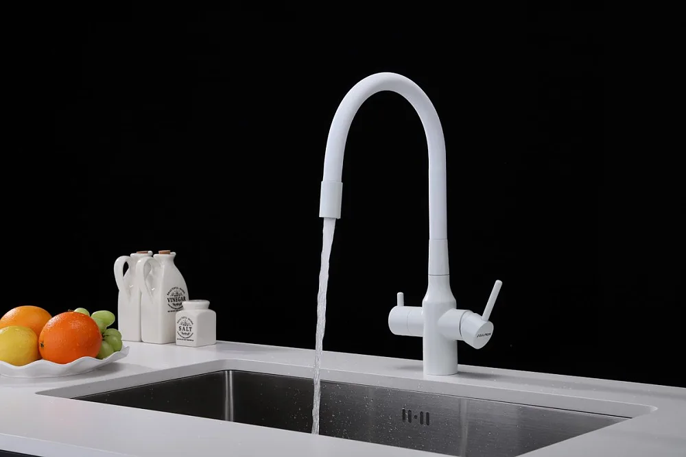 Смеситель для кухни Paulmark Salix Sa213419-WH, белый матовый, с гибким изливом Sancos — официальный сайт