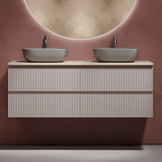 Тумба с раковиной Sancos Snob R 140 doha soft, столешница бежевая TT140A2X, раковина CN6009MH