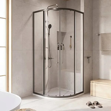 Душевой уголок Cezares Relax RELAX-304-R-2-100-C-GM 100x100, профиль оружейная сталь