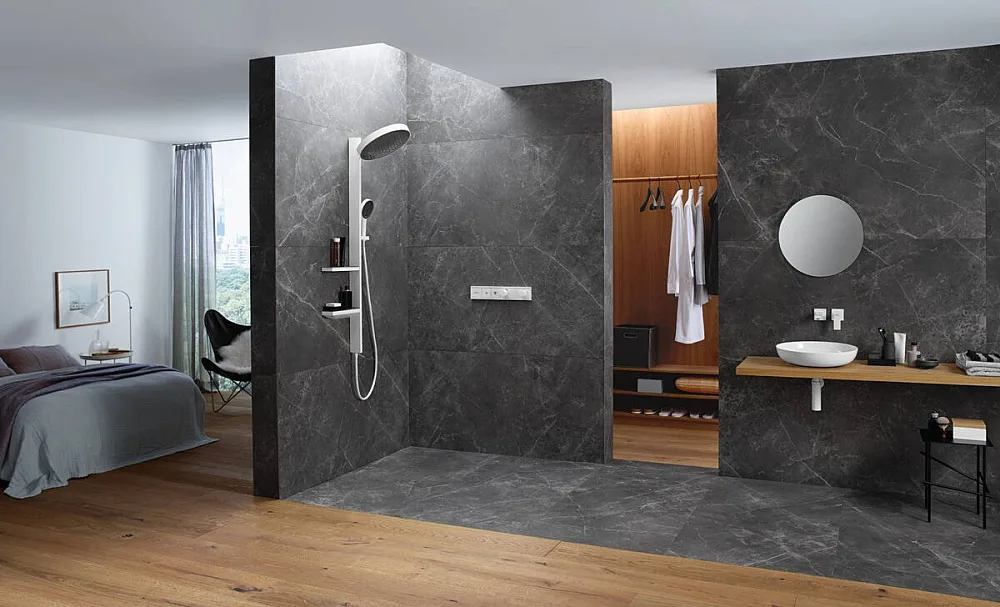 Термостатический смеситель встраиваемый Hansgrohe RainSelect 15380700, для душа, матовый белый Sancos — официальный сайт