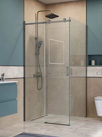Душевой уголок BelBagno Soft Close-2 A-1-100-C-GM профиль оружейная сталь