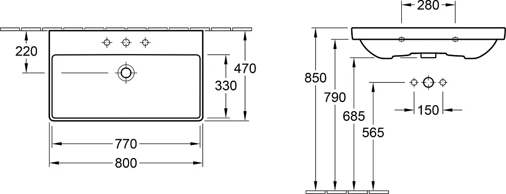 Мебельная раковина Villeroy & Boch Avento 41568001 альпийский белый Sancos — официальный сайт