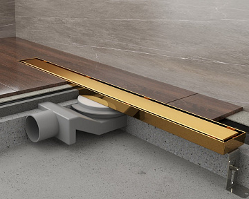 Душевой трап (лоток) Plumberia Selection PSL Linear 80 см, золото 24К