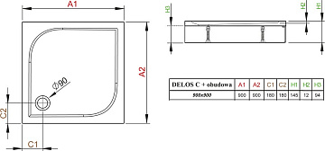 Поддон для душа Radaway Delos C900 с панелью