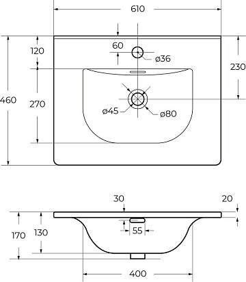 Мебельная раковина BelBagno BB-8099-60 глянцевая белая