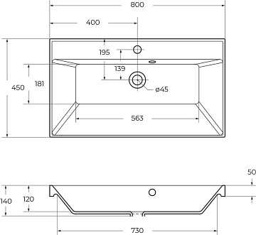 Мебельная раковина BelBagno BB800/450-LV-MR-AST 80