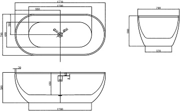 Акриловая ванна Abber 170x80 см, AB9241MB