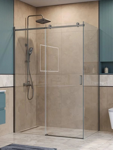 Душевой уголок BelBagno Soft Close-2 AH-1-150/80-C-GM профиль оружейная сталь