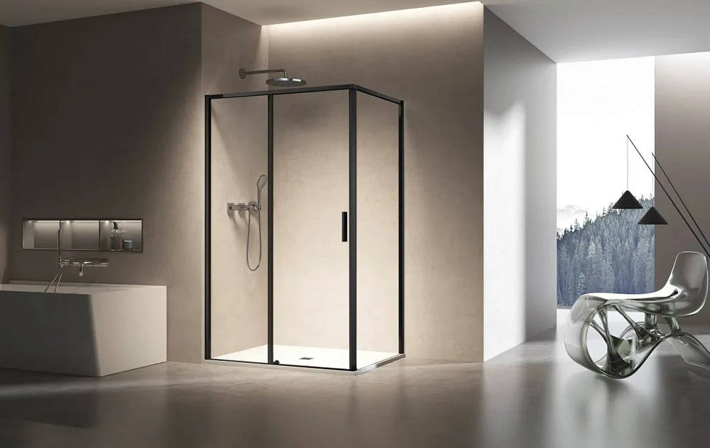 Душевой уголок Vincea Slim VSR-6SL9011CLB 110х90 см, профиль матовый черный, стекло прозрачное Sancos — официальный сайт