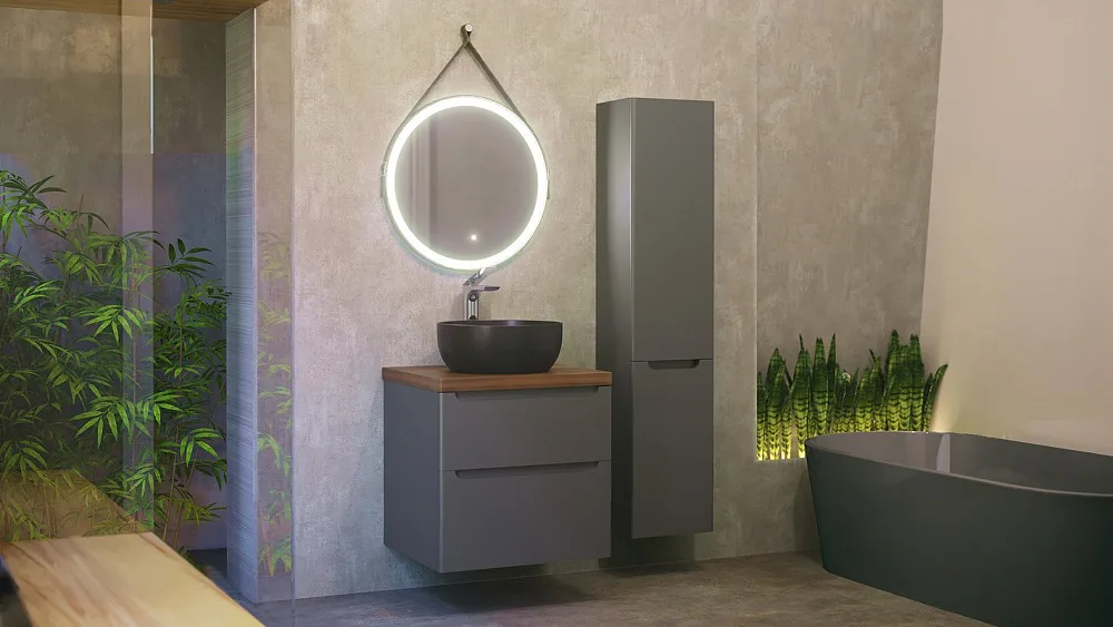 Зеркало круглое Jorno Wood 60 с подсветкой, кожаный ремень Sancos — официальный сайт