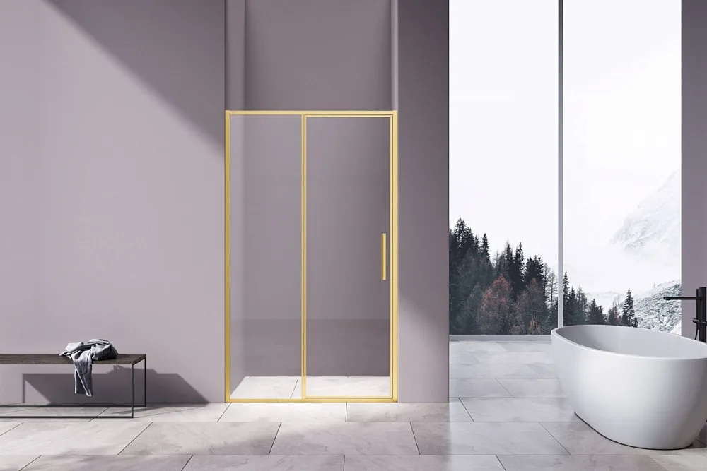 Душевая дверь Vincea Slim 8mm VDP-4SL120CLG, брашированное золото, стекло прозрачное Sancos — официальный сайт