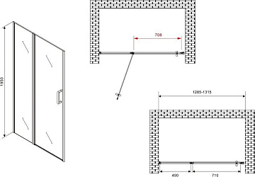 Душевая дверь в нишу Abber Sonnenstrand AG04130S 130 см, профиль хром, стекло прозрачное