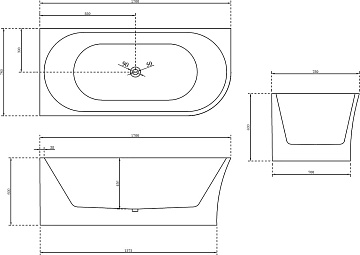 Акриловая ванна Abber 170x80 см, левая, AB9257-1.7 L