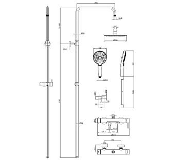 Душевая стойка AQUAme AQM8011GM, графит