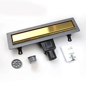 Душевой трап (лоток) RGW Drain Leo 31Gb, золото brush, 40 см