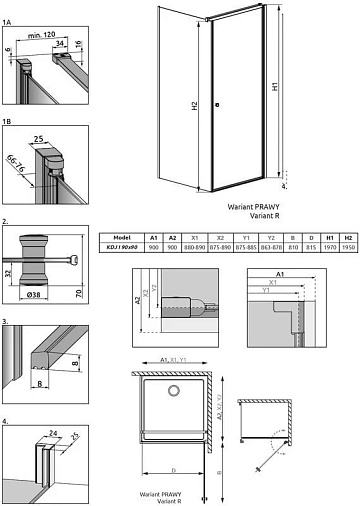 Душевой уголок Radaway EOS KDJ I 90x90 R