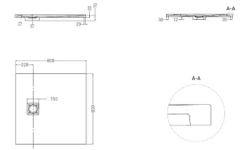 Поддон для душа Salini Oasi 80x80 см, S-Stone, матовый