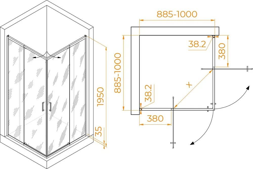 Душевой уголок RGW Passage PA-038B 90x90 см, профиль черный, стекло прозрачное Sancos — официальный сайт