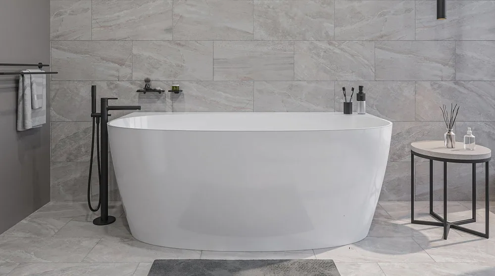 Ванна из искусственного камня WHITECROSS Pearl A 155x80 см, пристенная, белая, овальная, с донным кл Sancos — официальный сайт
