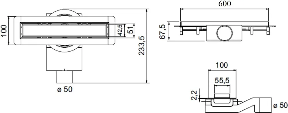 Душевой трап (лоток) Plumberia Selection PSM Modular 60 см, нержавеющая сталь матовая Sancos — официальный сайт