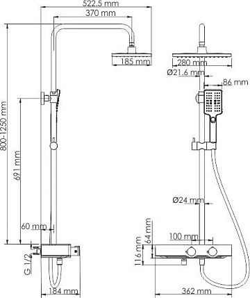 Душевая стойка Wasserkraft Thermo A11301, хром