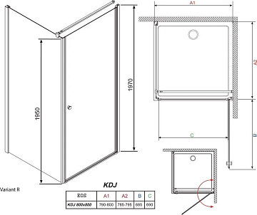 Душевой уголок Radaway EOS KDJ 80 интимато R