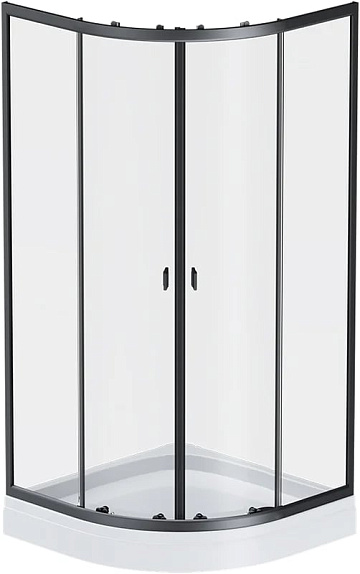 Душевой уголок AM.PM X-Joy Twin Slide W88E-205-090BT64 90x90, с поддоном, профиль черный