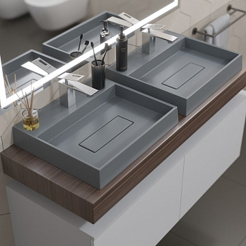 Накладная раковина Uperwood Tanos Quartz 291030049 50 см, матовая серая, бетон